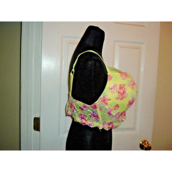 Kiss & Tell Yellow Red Green Floral Lace Bra 44D Wide Band, Intimate Apparel - Picture 4 of 11